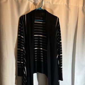 Apt. 9 Black and White Striped Open Cardigan